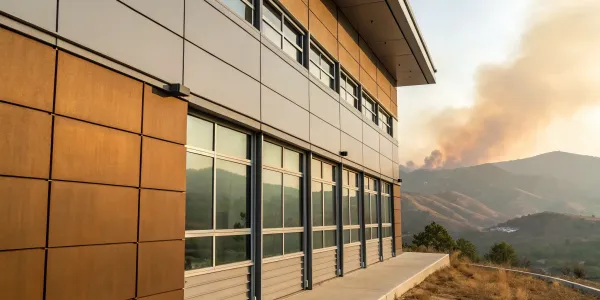 A modern building protected by ICC fire rated assemblies.