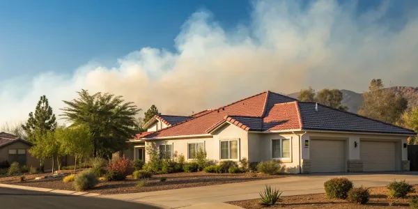 A house near a wildfire, a risk that makes a home uninsurable.